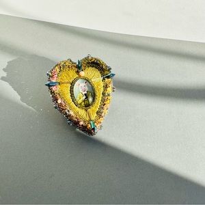 Heart brooch with funny pig